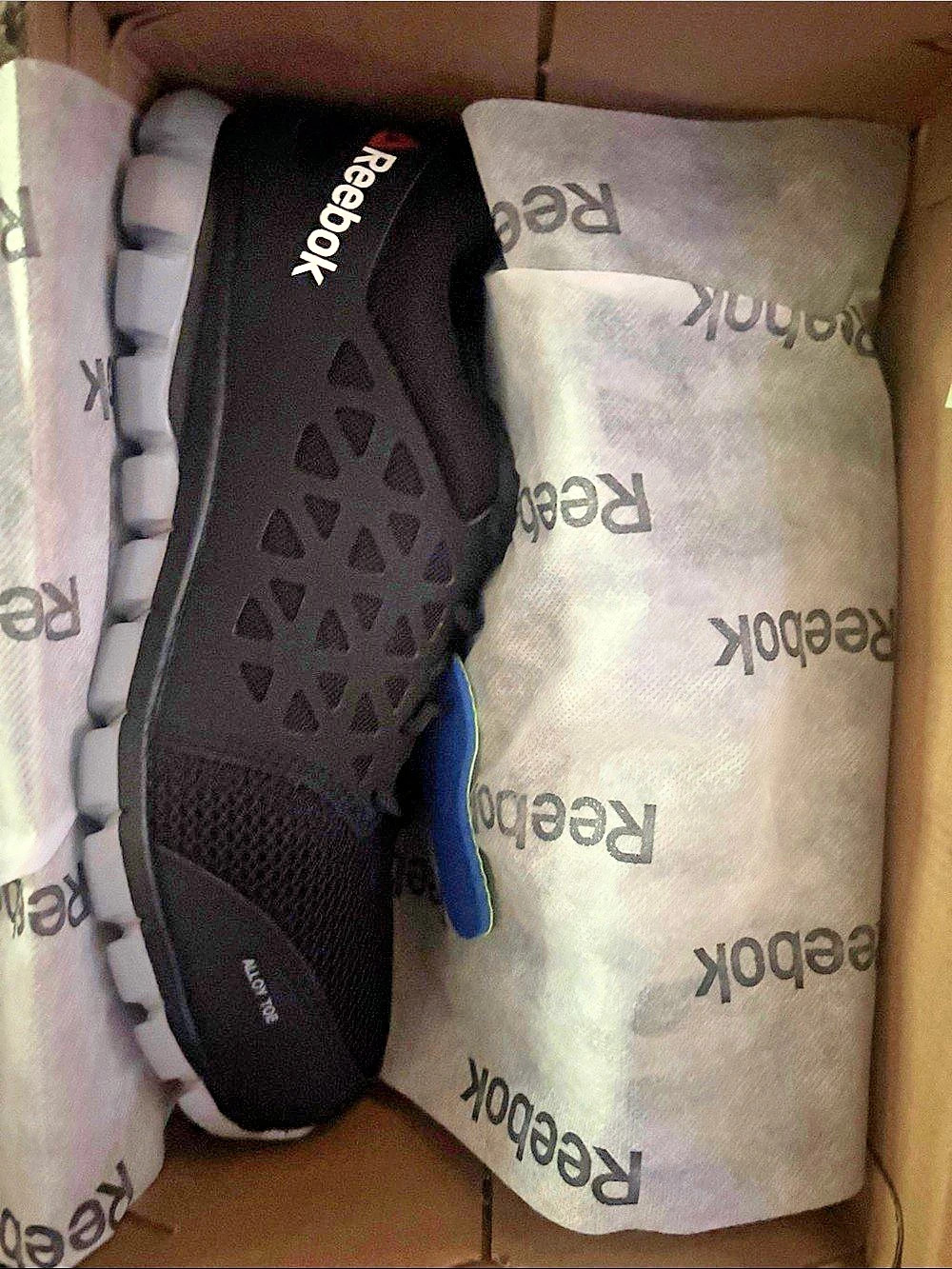Reebok Sublite Cushion Work Shoes Black & Blue US 9.5 M